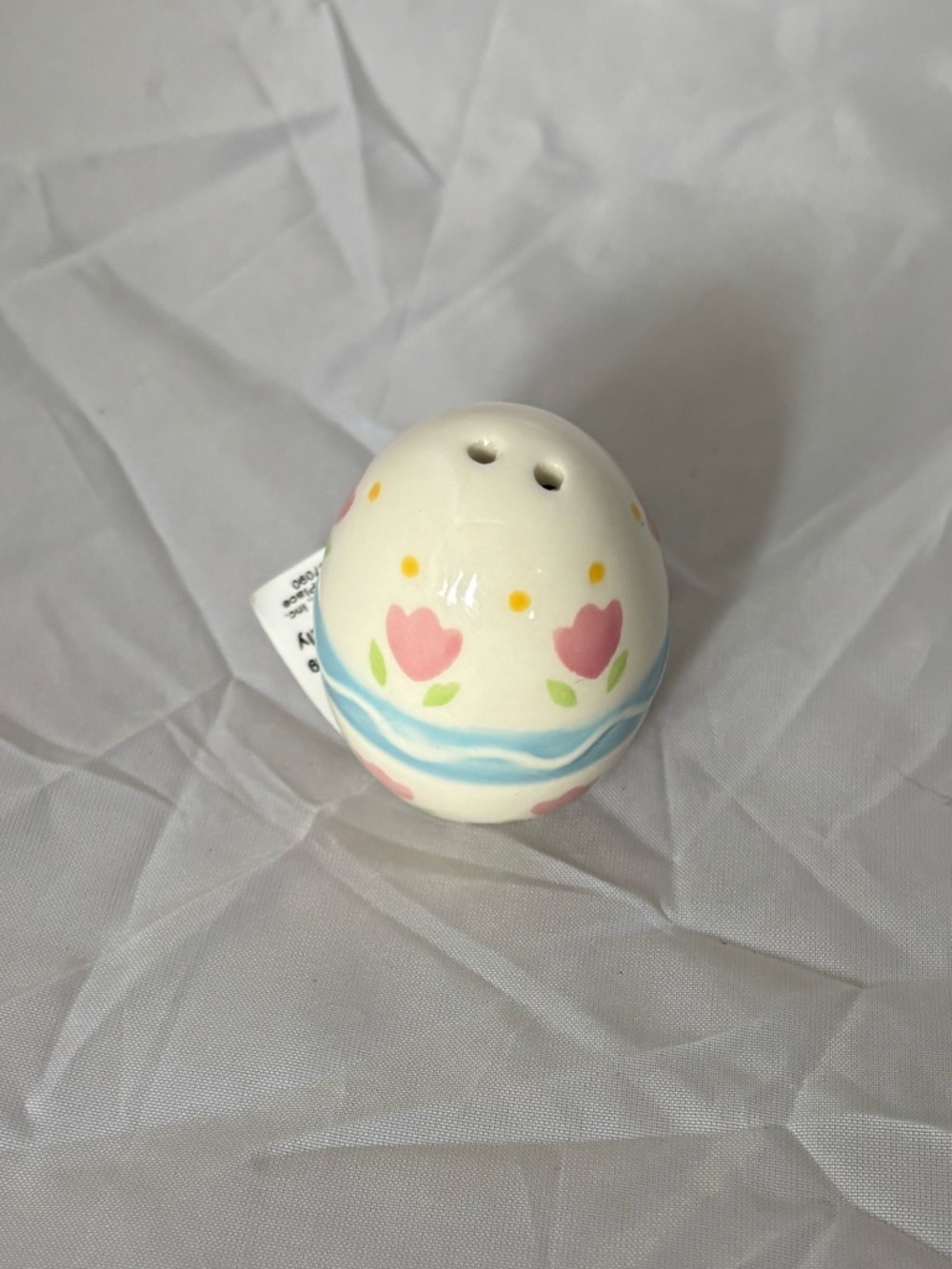 Cracker Barrel Easter Egg Salt Shaker with Floral Tulip Motif